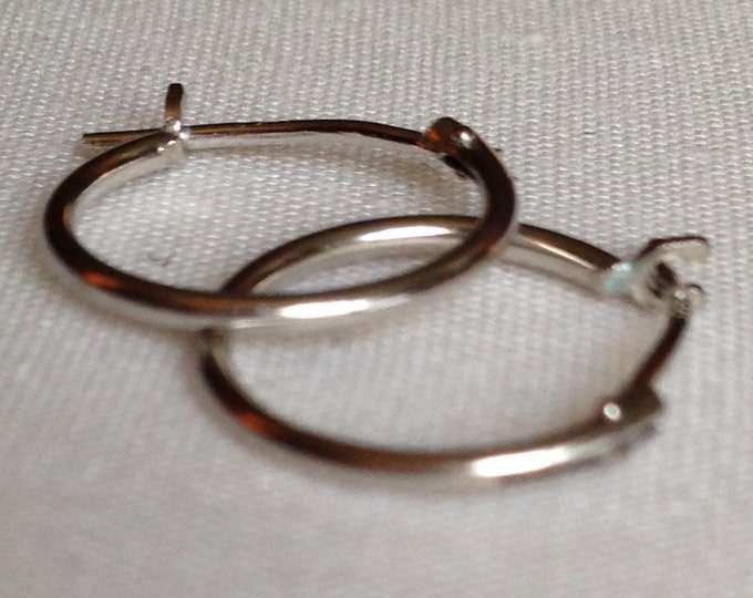 Storewide 25% Off SALE Vintage 14k White Gold Designer French Lock Hoop Earrings Featuring Elegant Style Finish
