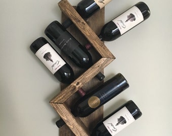 Zig Zag Wine Rack, Z or W Rustic Wood Wine Bottle Display