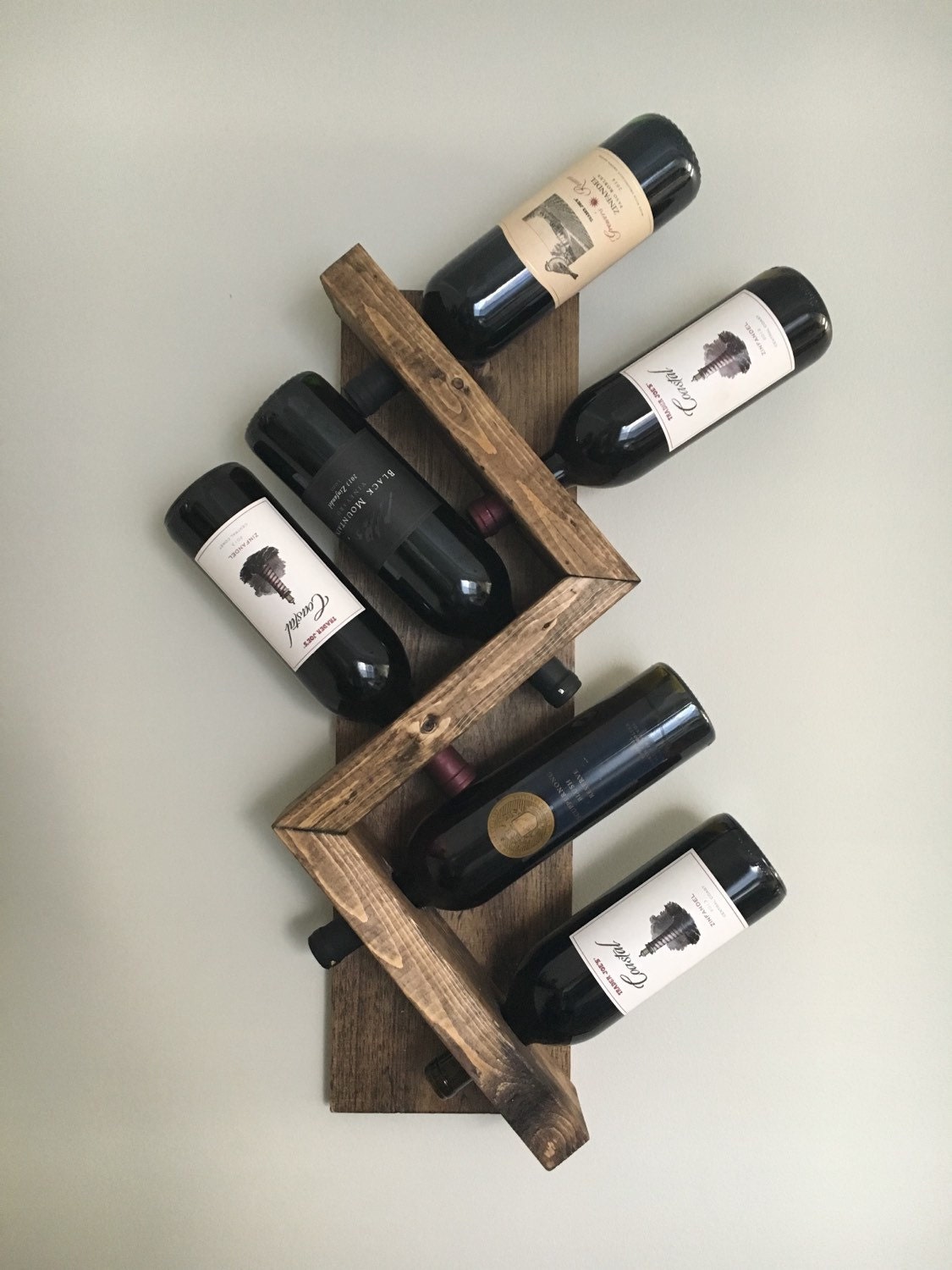 Zig Zag Wine Rack Z Geometric Rustic Wood Wine Bottle Display