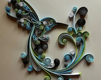 Quilled Paper Art: " Hummingbird" - Handmade Artwork - Paper Wall Art - Home Decor - Wall Decor - Home Decoration - Quilled Art