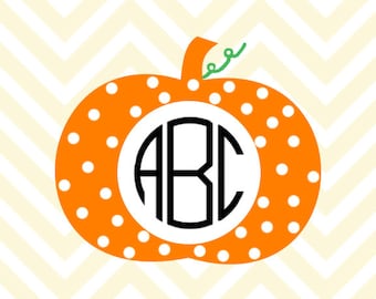Polka dot Pumpkin Monogram SVG, DXF Files for Cricut Design Space, Silhouette Studio, Die Cut Machines, Instant Download of svg, dxf, & jpg