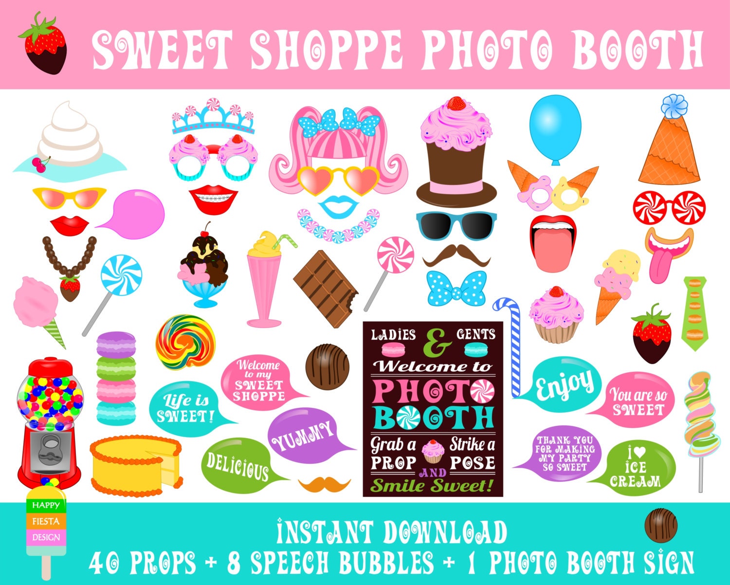 PRINTABLE Sweet Shoppe Photo Booth PropsPhoto Booth