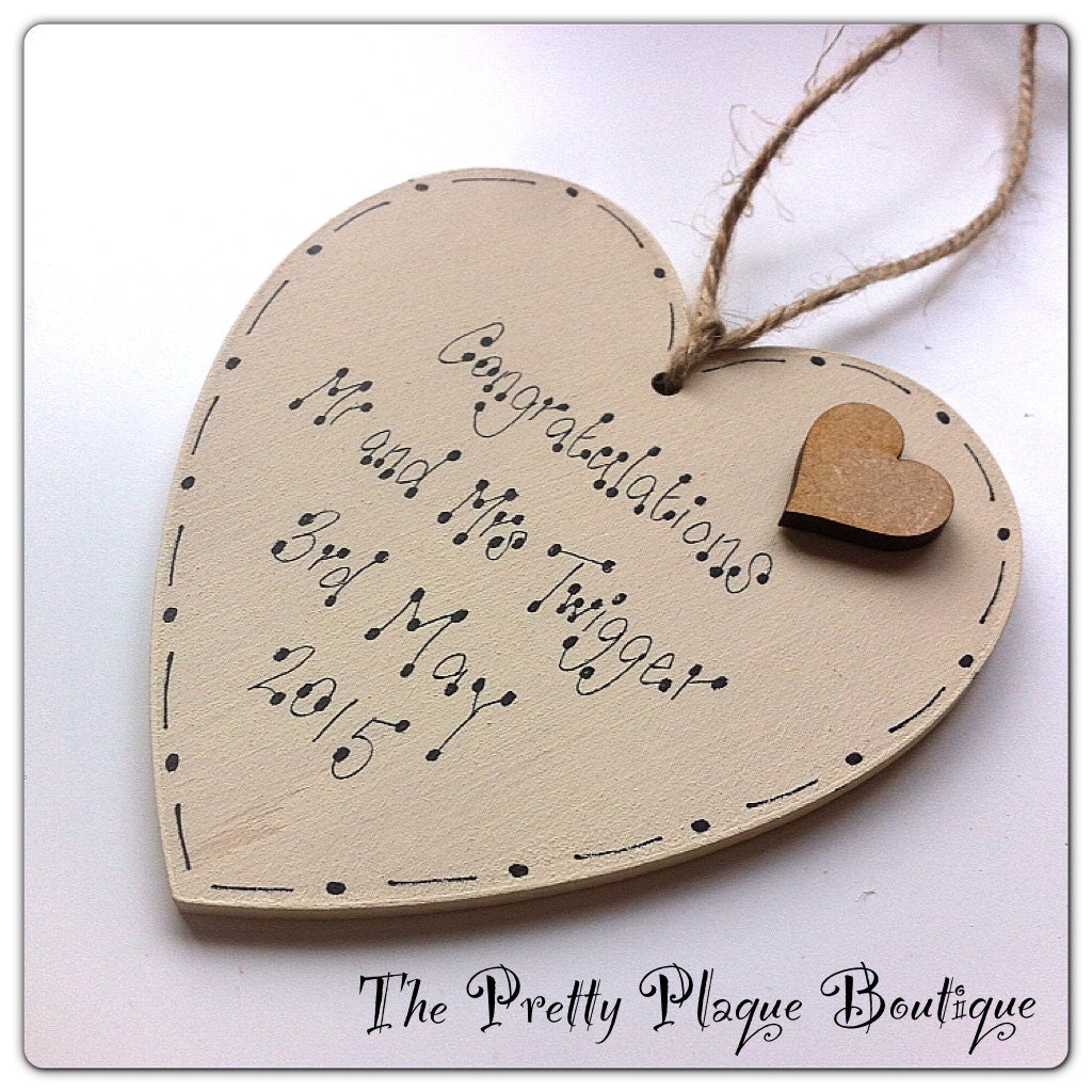 Personalised Wooden Wedding Heart Plaque By Prettyplaqueboutique 2278