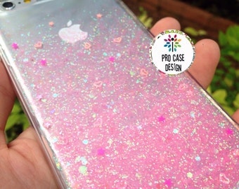 Rose Gold Ombre Glitters Handmade Sparkle Fading Transparent Phone Case 5/5s/6/6s/6s plus for iPhone & Samsung s5/s6/s6 , glitter case