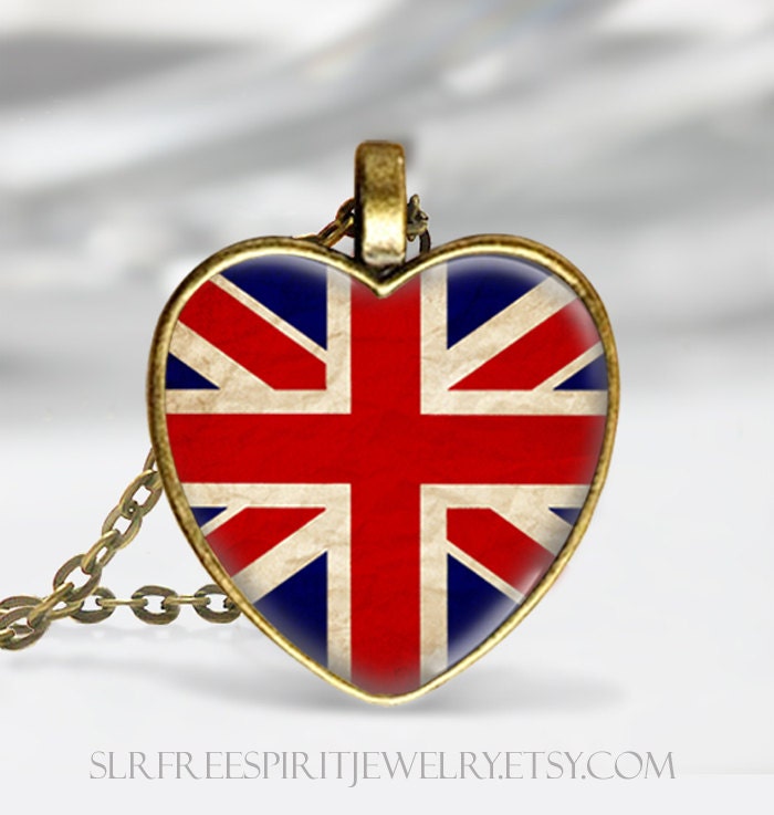 British Flag Heart Pendant British flag by slrfreespiritjewelry