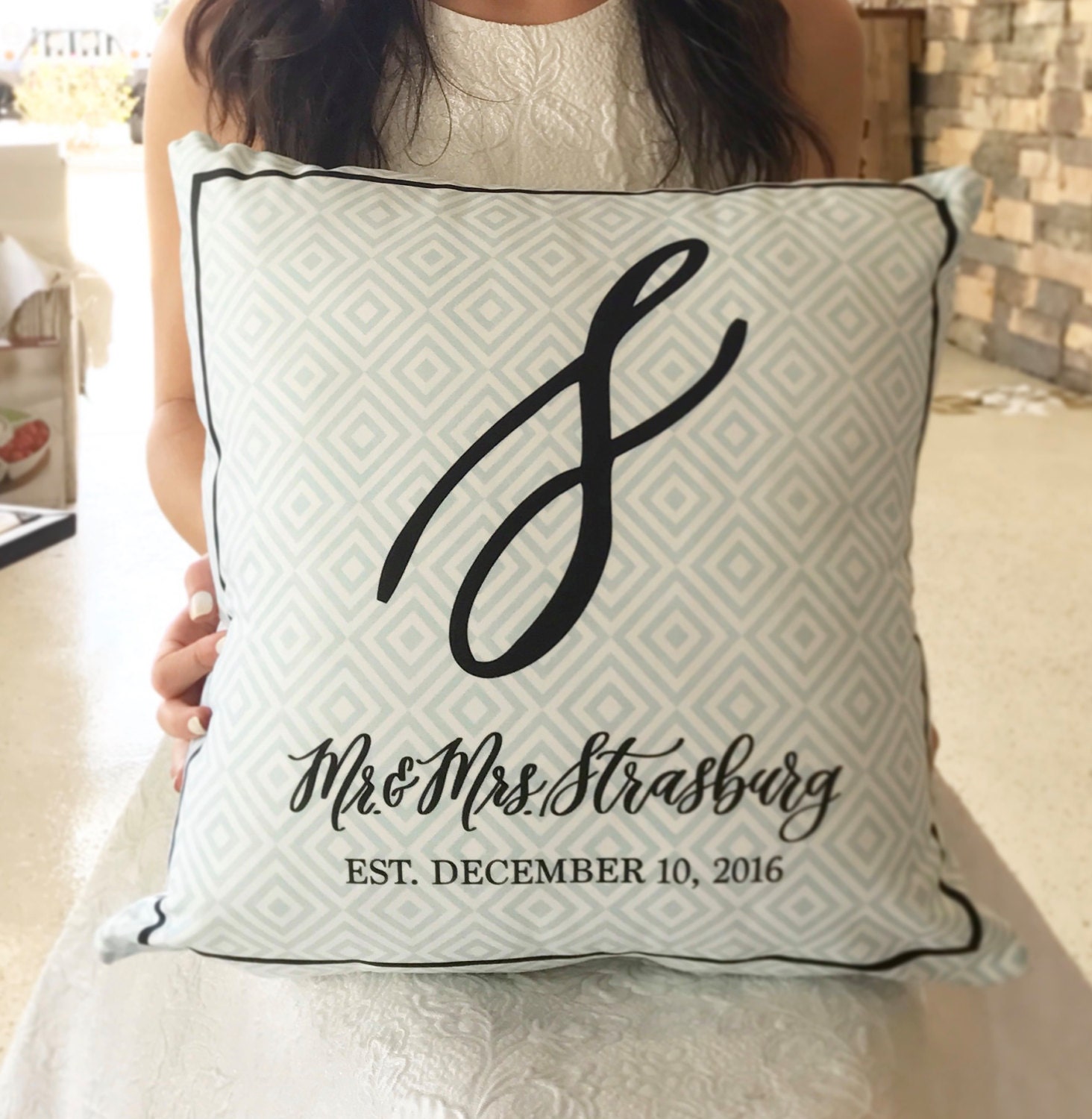 Personalized Wedding Pillow-Cotton Anniversary- Housewarming Gift - Personalized Pillow - Custom Pillow - Monogram Pillow - Wedding Gift