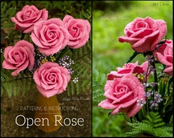 Crochet Rose Pattern - Crochet Flower Pattern for Bouquets and Flower Arrangements - Flower Crochet Pattern - PDF Pattern