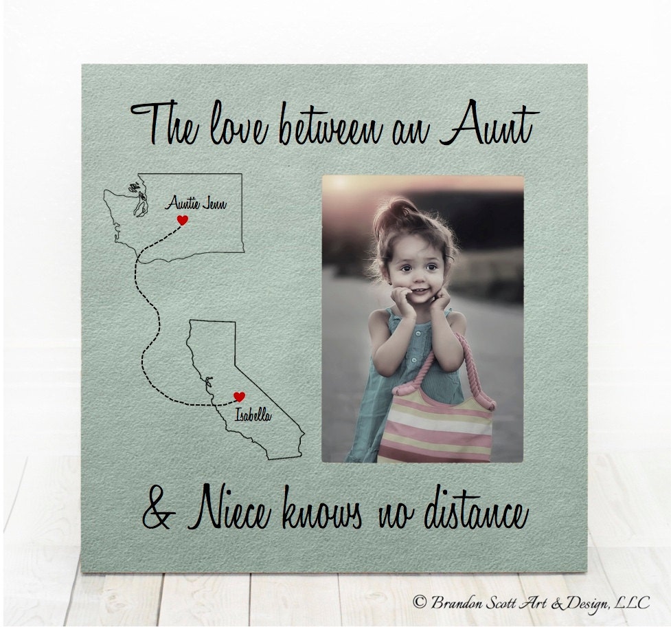 Personalized Aunt And Uncle Picture Frames Auntie Long Distance Aunt Niece States Frame Nephew Gift