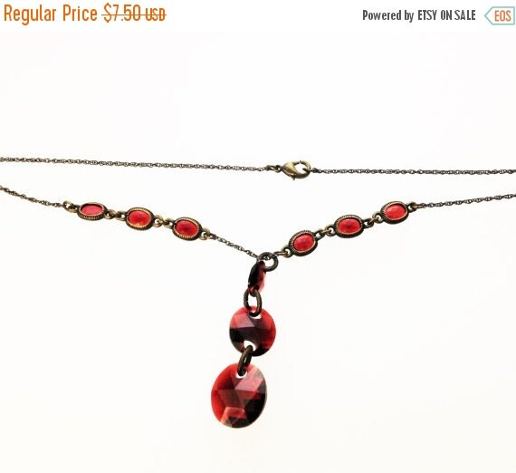 Lowest Price All Year SALE-ONLY 7.50 was 19.99 Red Y-Necklace Faceted ...