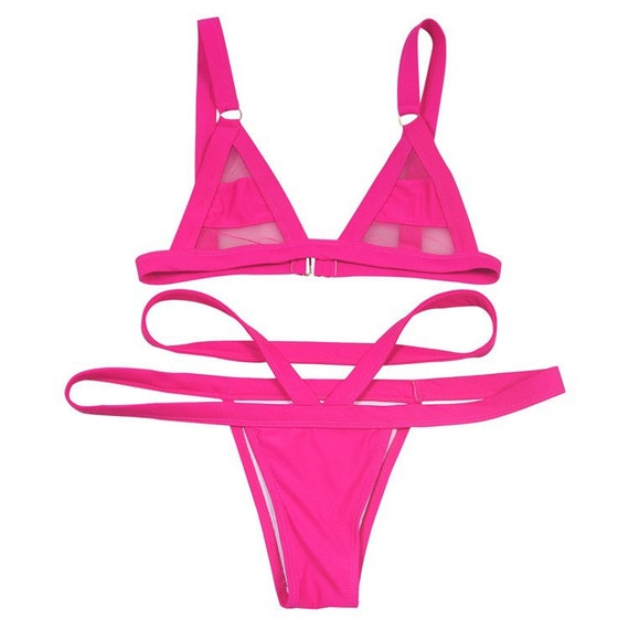 Items similar to Two-Piece Hot Pink Bikini Swimsuit on Etsy