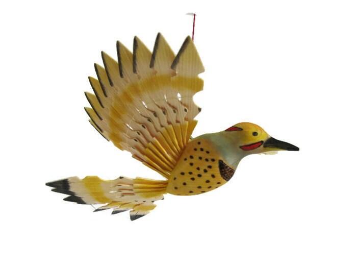 Wooden Fan Bird Carving Hand Carved Northern Flicker Wildlife