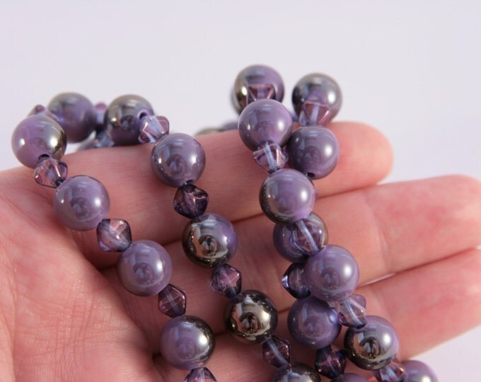 Violet Beaded Necklace Summer Amethyst Necklace Great Mood Beach Beads For Her