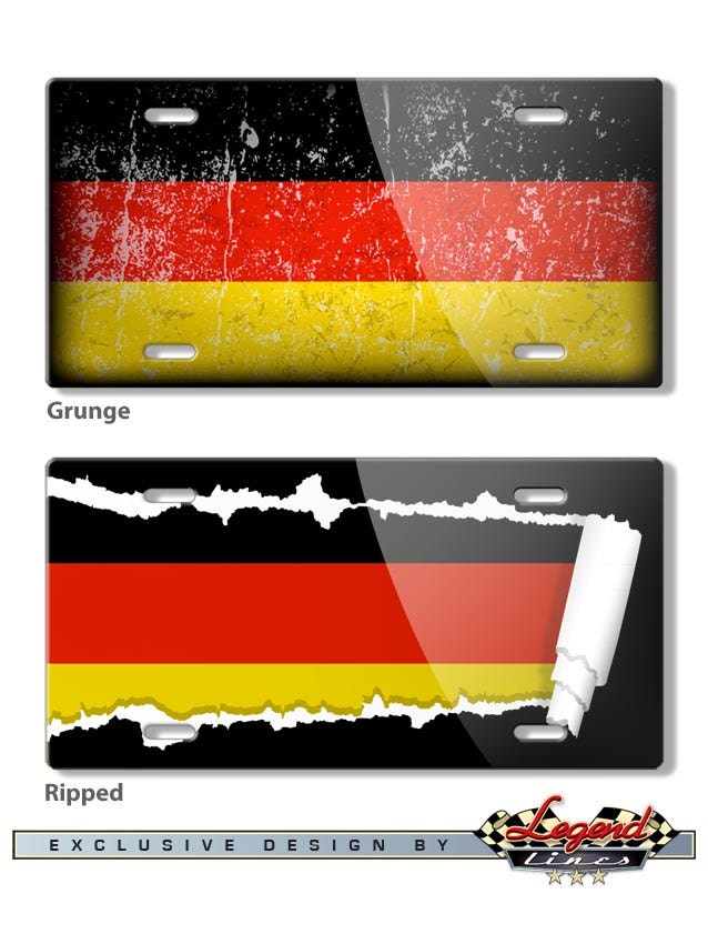 German Flag Novelty License Plate 6 x 12 Aluminum Grunge