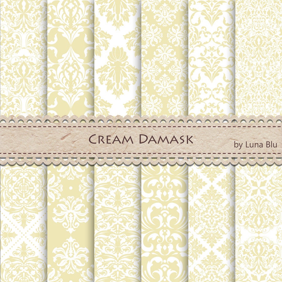 New Item added to my shop:Cream Digital Paper: “Cream Damask ” vanilla ...