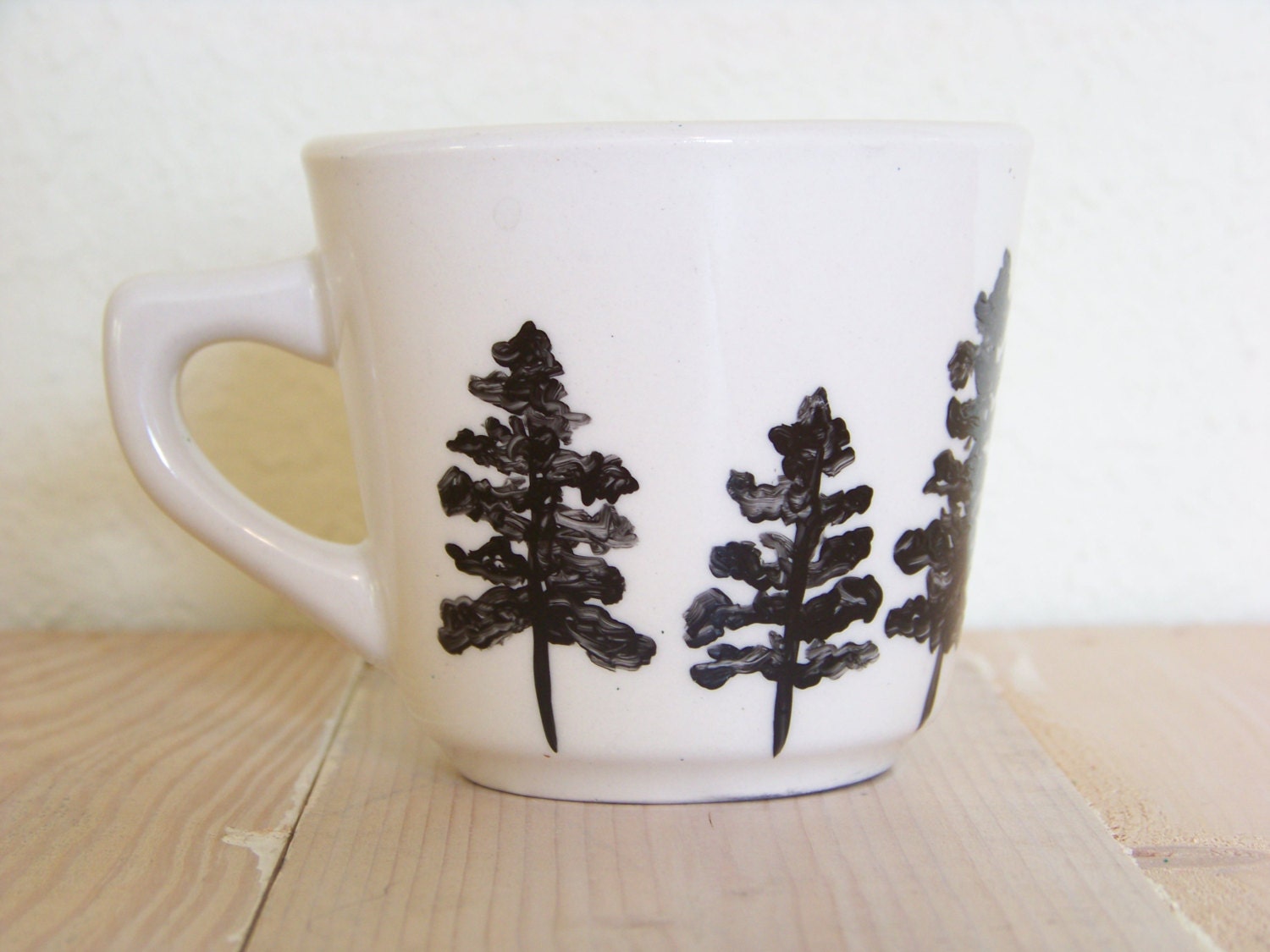 Pine Tree Mug Hand Painted Mug Dishwasher by BlueSkySunshine