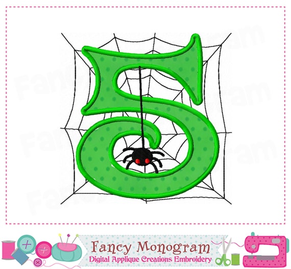 Items similar to Spider Number 5 applique,Halloween Number 5 applique