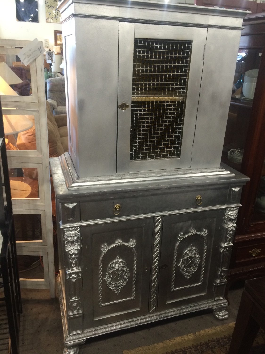 Antique German 2pc China Hutch Haute Juice