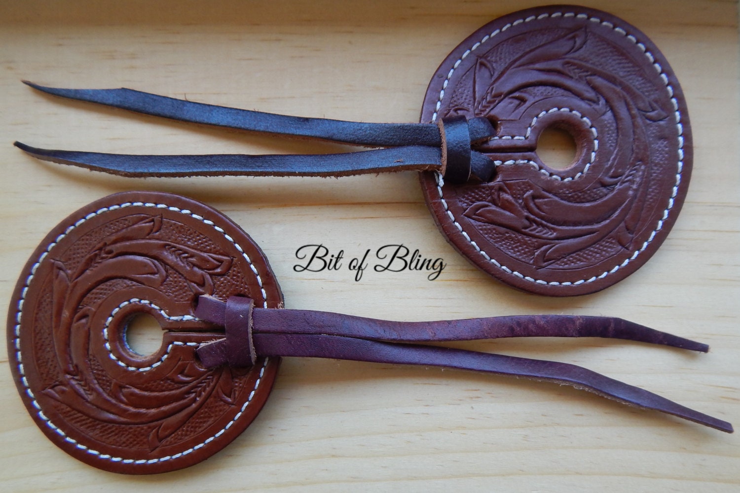 Floral Tooled Leather Bit Guards Tooled Leather Bit Guards