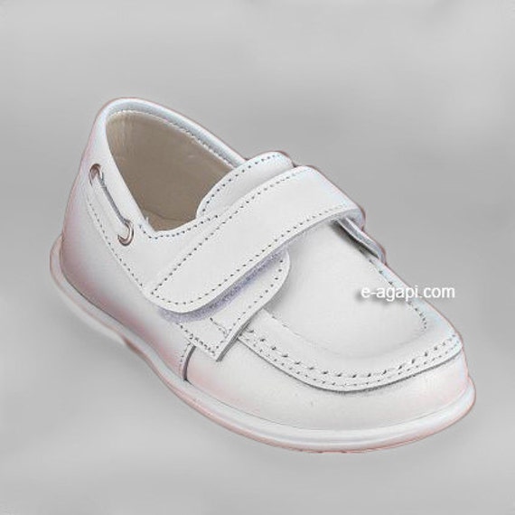 Leather baby boy shoes loafers white blue cream brown elegant