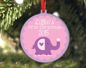 Baby's First Christmas Ornament - Personalized Christmas Ornament - Baby Elephant Christmas Ornament - New Baby Gift Baby Christmas Gift