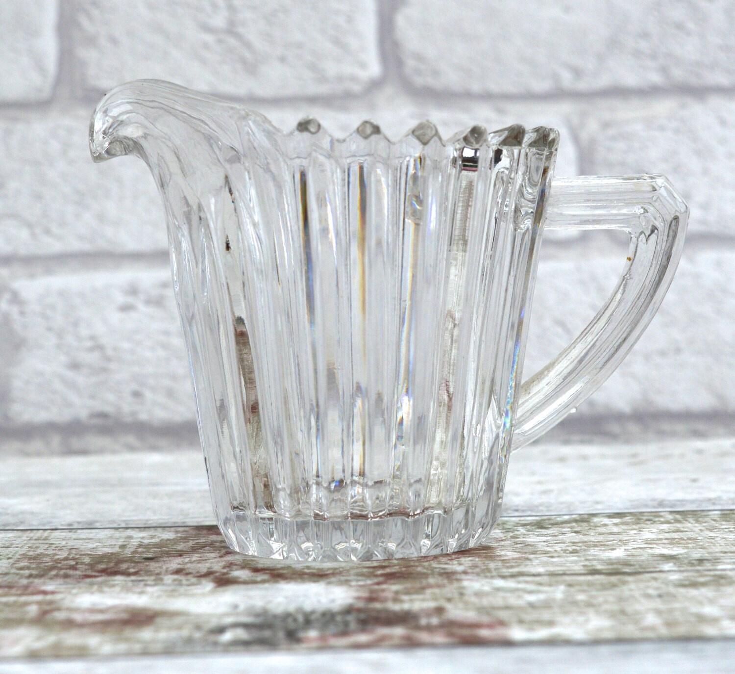 Vintage Glass Creamer Vintage Glass Jug Milk Jug Vintage Water