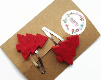 Christmas Baby Snap Clips, Felt Christmas Tree, Hair Clips for Toddlers, Christmas Gifts for Kids, Stocking Filler / Stuffer