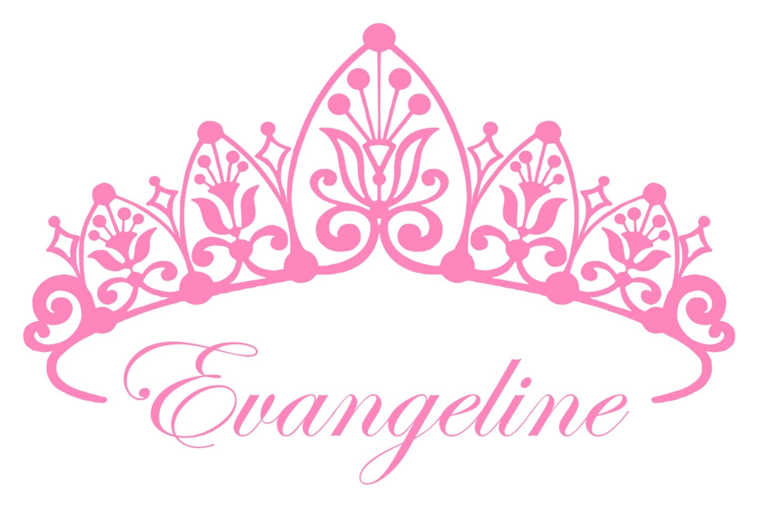 Custom Princess Crown w/ Name Wall Decal Children's