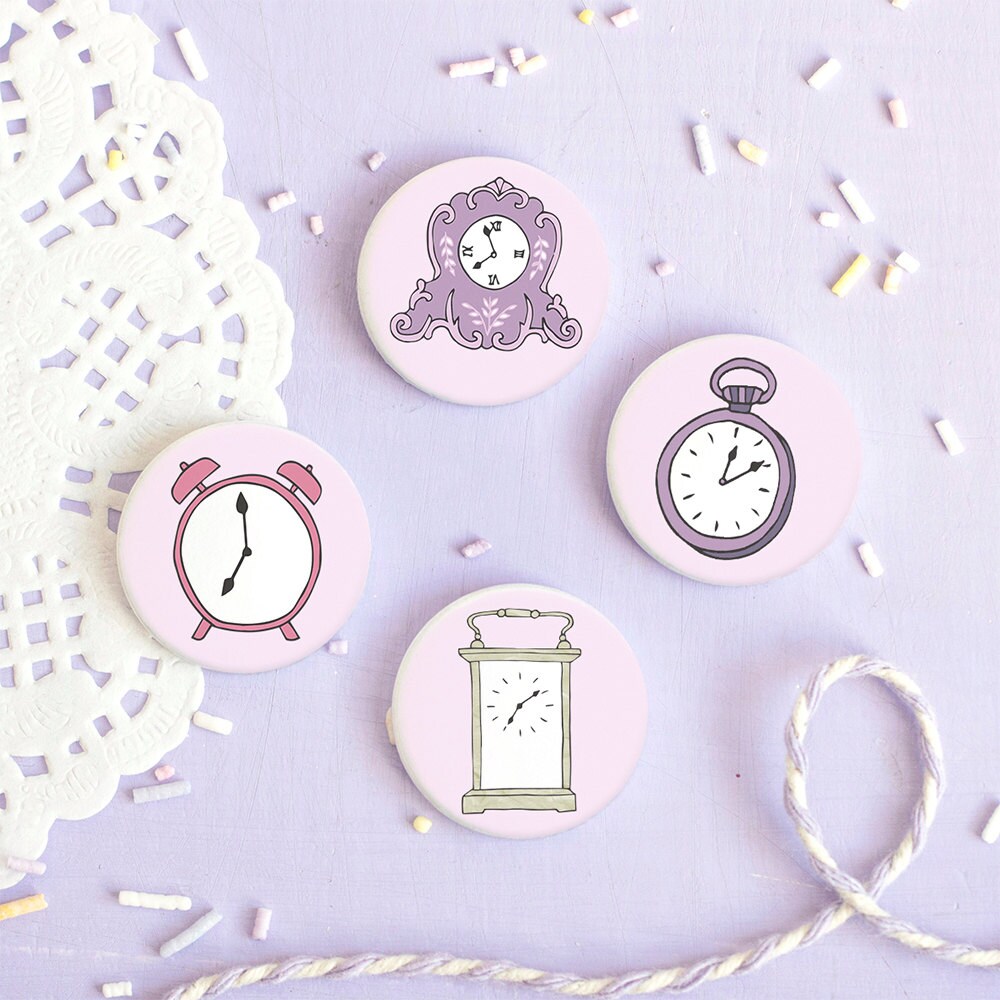 Clock Badges Time You Enjoy Collection Button Pins