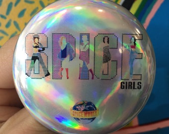 SPICE GIRLS Spiceworld Sporty Ginger Baby Posh Scary spice euro dance girl group movie 90s style British girl power 2.25" holographic button