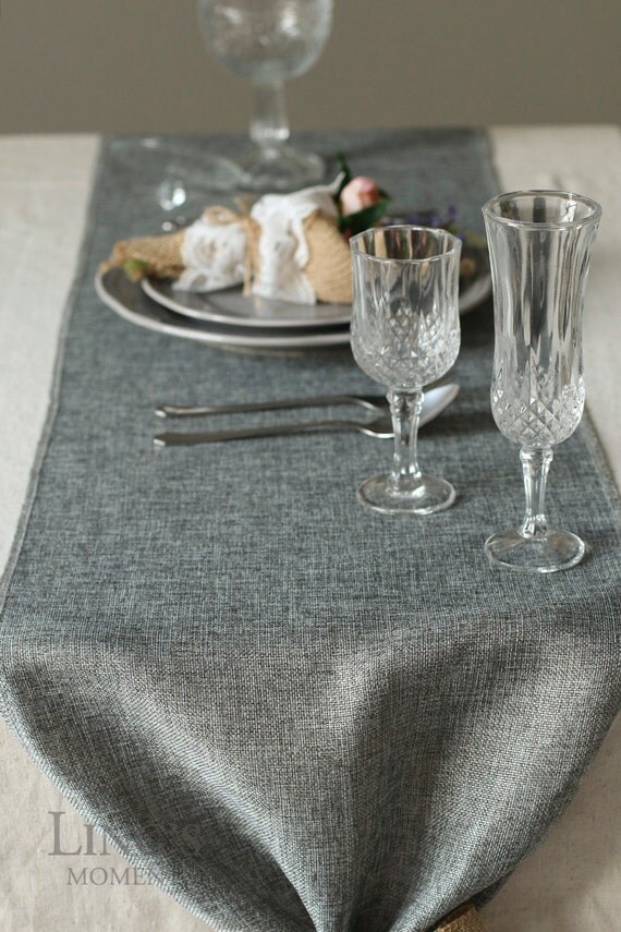 14 inch Gray Burlap Table RunnerGrey Table by BlissByLingsMoment