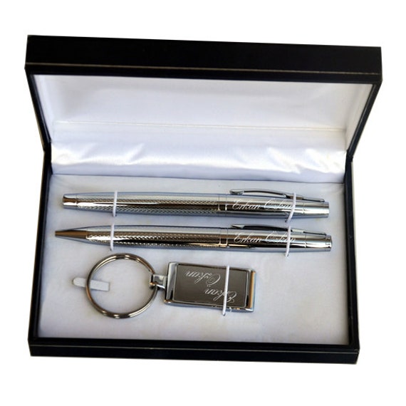 Personalized Pen and Keychain Set / Custom Engraved Name