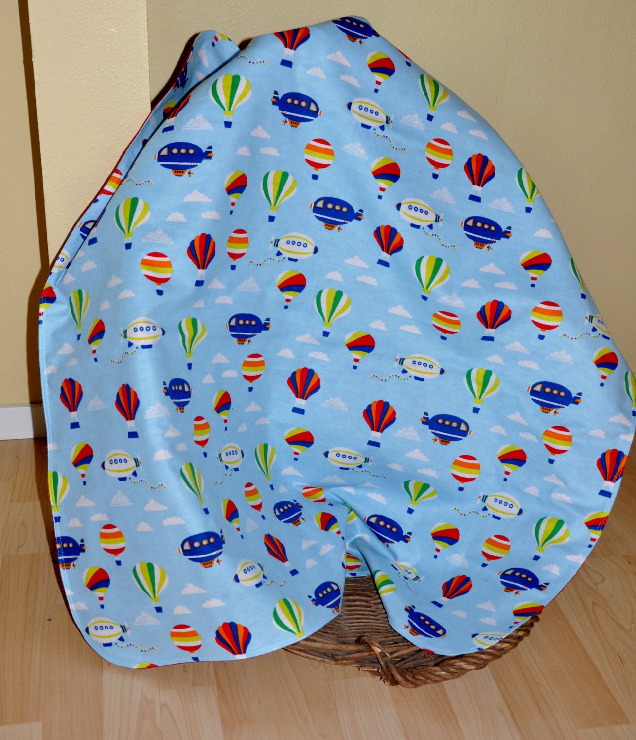 Hot Air Balloon Baby Blanket Double Sided Flannel by MooKieBmakes