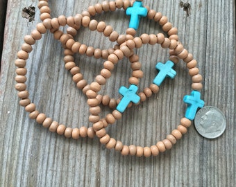 Tan Akagyera Cross Bracelet//Charity//Give Back//Missions//Cross Jewelry//Cross Bracelet//Wooden Beads