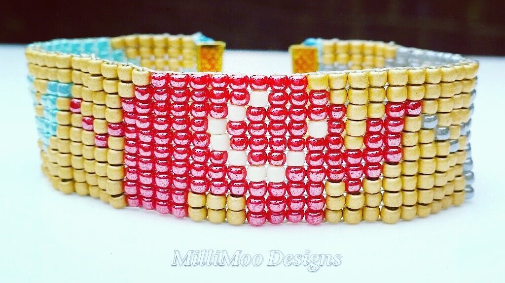 Elephant Design Bead loom bracelet Peyote by MilliMooDesigns