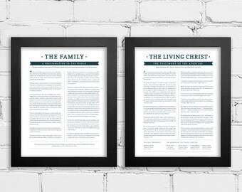 LDS Family Proclamation to the World and The Living Christ Matching Set of Prints - LDS Wall Art, LDS Home Decor - 11x14
