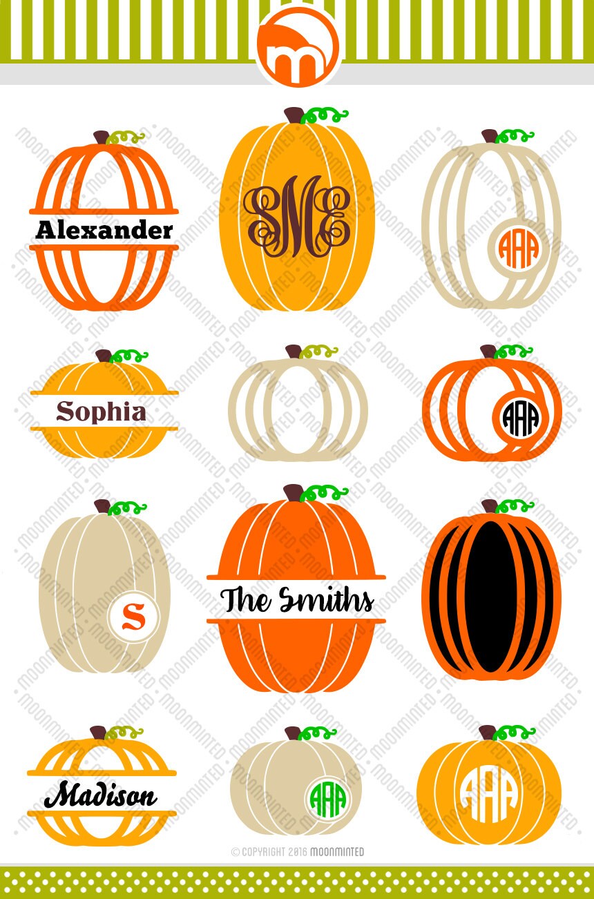 Download Fall Pumpkin SVG Cut Files Monogram Frames for Vinyl