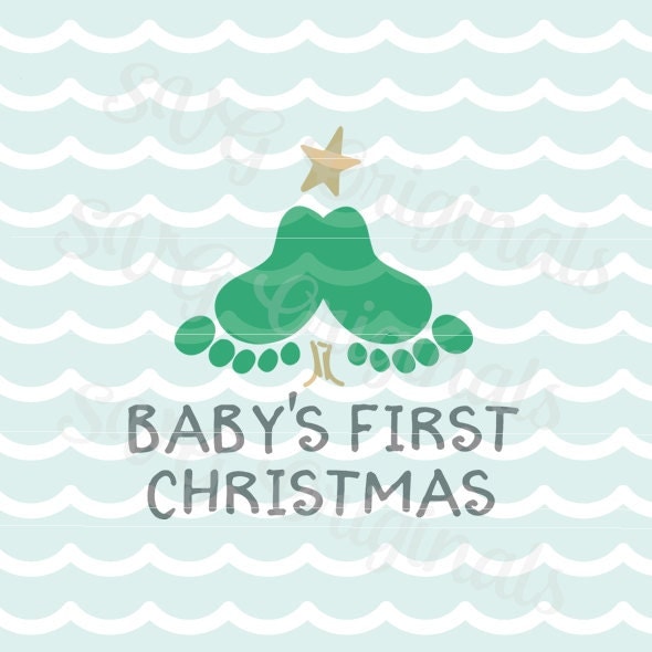 Baby's First Christmas SVG art file. Baby feet christmas