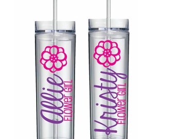 Flower Girl Tumbler, Flower Girl Cup, Gift for Flower Girl, Personalized Flower Girl Gift, Bridal Party Gifts, Flower Girl