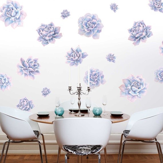 Afterglow Succulent Watercolor Wall Decal Kit by Chromantics