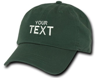 Dark Green Dad Hat Custom Embroidered Baseball Cap, Your Own Personalized Hat Custom Hat on a Curved Brim Baseball Cap, Choose Your Text