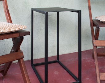 Rectangular Metal Side Table, Powder coated flat black, 10x15" x 21" tall metal side table