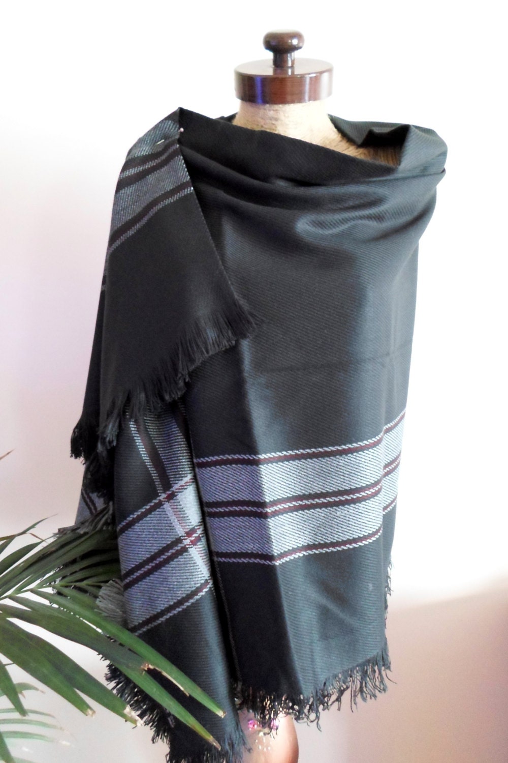 Black Blanket scarf blanket plaid scarf plaid blanket scarf