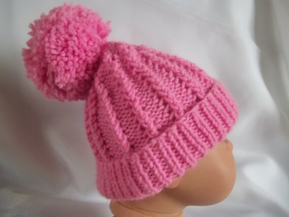 PDF Knitting Pattern (instant download) for a pom pom hat beanie baby girl bo...