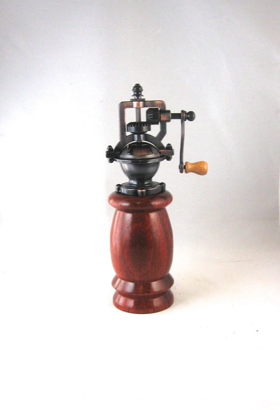 Pepper Grinder antique style hand crank hand turned from