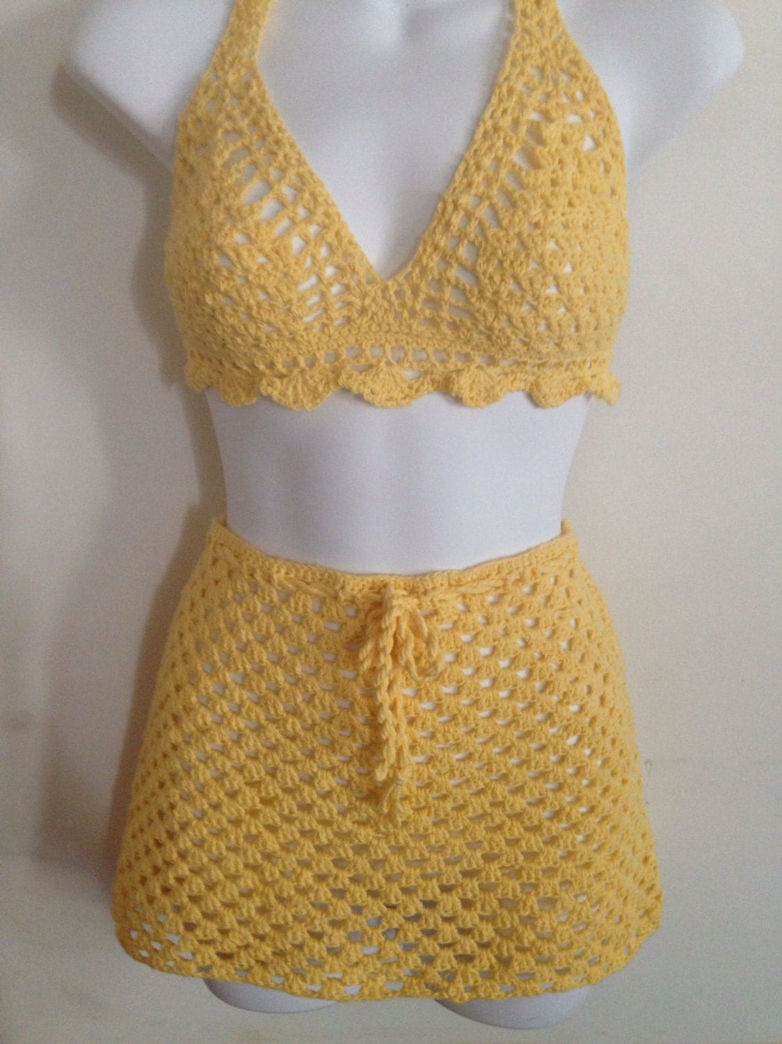 high waisted crochet swimsuit