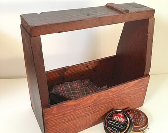 Vintage Handmade Rustic Wood Shoe Shine Box