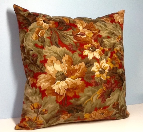 Burgundy and gold throw pillow cover. 18 Fall pillow.