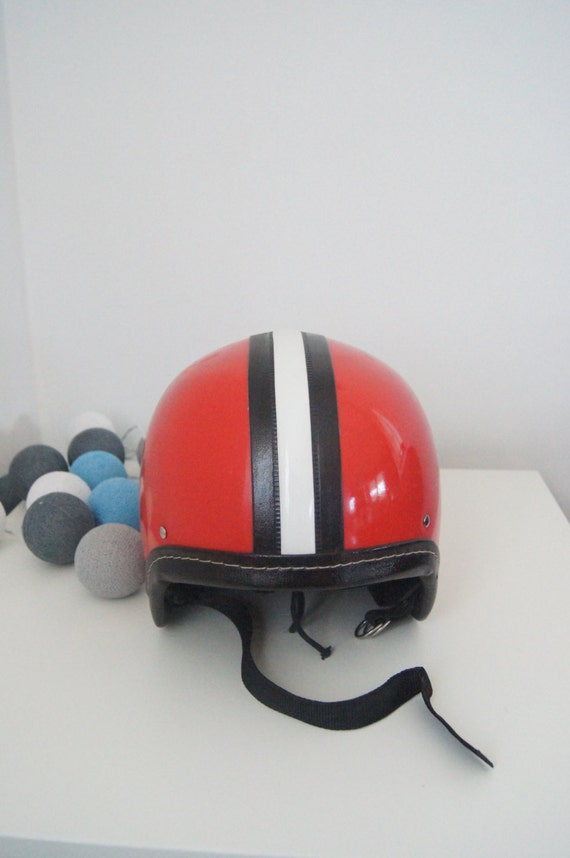 Sale 15% off Vintage 60s Motorcycle Half Helmet Red