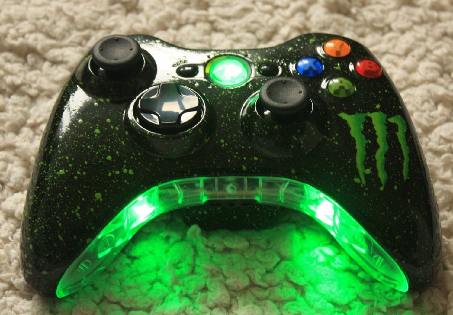 Brand New Xbox 360 Custom monster Controller Blue LED Mod