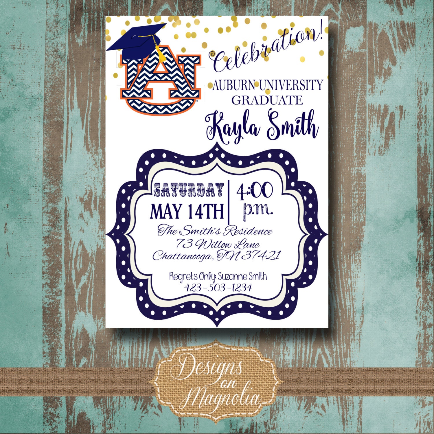 Auburn University Graduation Party Invitation Graduation